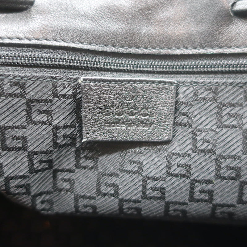 Vintage Gucci Drawstring Tote Black Leather Small Shoulder Bag
