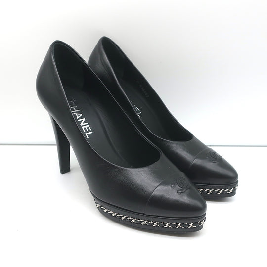 CHANEL, Shoes, Chanel Cap Toe Platform Pumps Black 365