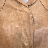 Helmut Lang Distressed Leather Button-Front Jacket Brown Size Small
