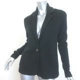 Minnie Rose Knit Boyfriend Blazer Black Cotton-Blend Size Extra Small