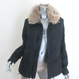 Ralph Lauren Blue Label Coyote Fur-Collar Parka Black Size Medium Zip-Up Jacket