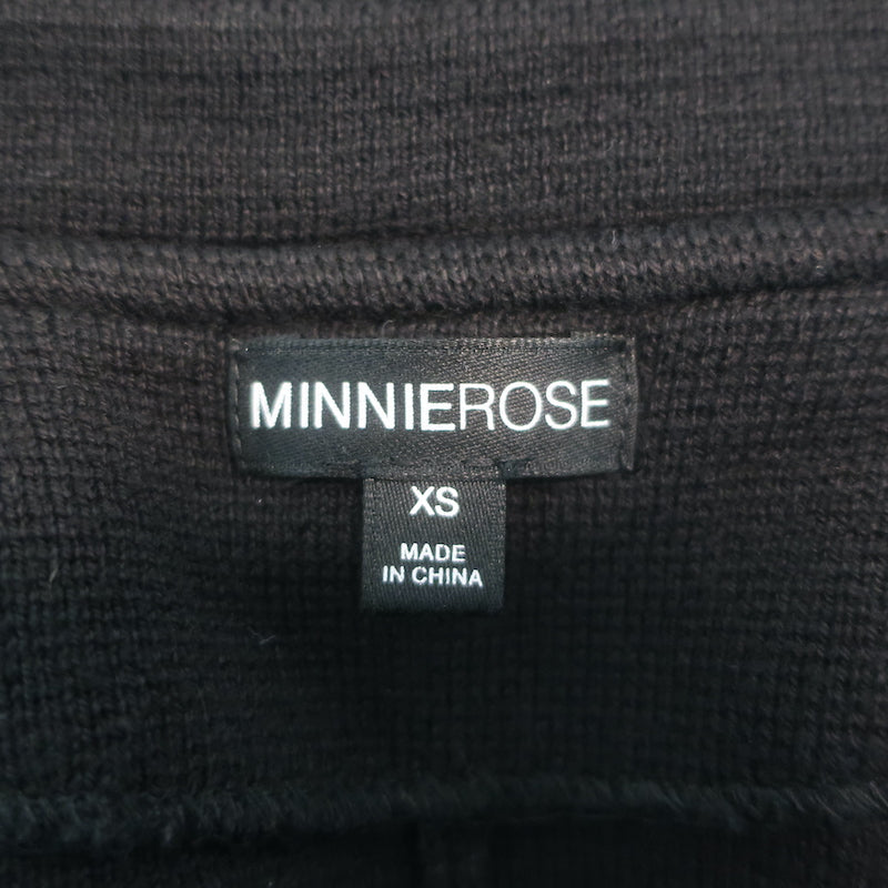 Minnie Rose Knit Boyfriend Blazer Black Cotton-Blend Size Extra Small