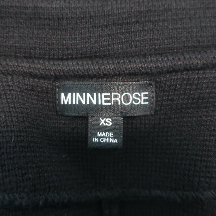 Minnie Rose Knit Boyfriend Blazer Black Cotton-Blend Size Extra Small
