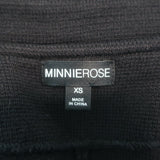Minnie Rose Knit Boyfriend Blazer Black Cotton-Blend Size Extra Small