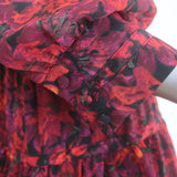 Cinq a Sept Riva Tiered Mini Dress Red Stargazer Lilies Print Chiffon Size 2