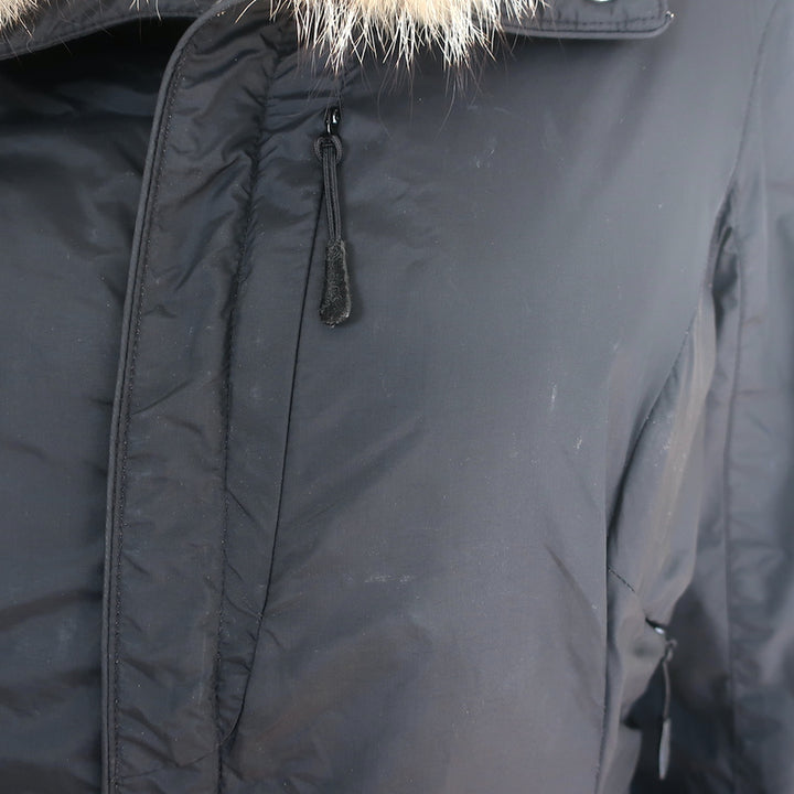 Ralph Lauren Blue Label Coyote Fur-Collar Parka Black Size Medium Zip-Up Jacket