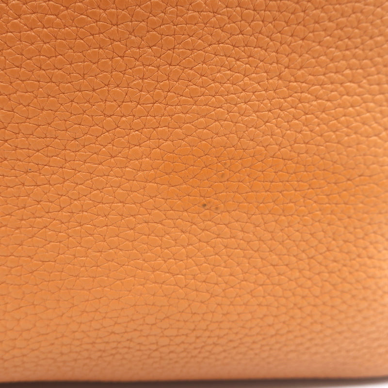 Hermes Sac Double Sens 32 Reversible Tote Black &amp; Orange Clemence Leather