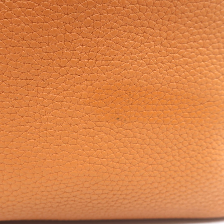 Hermes Sac Double Sens 32 Reversible Tote Black &amp; Orange Clemence Leather