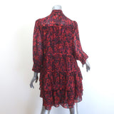 Cinq a Sept Riva Tiered Mini Dress Red Stargazer Lilies Print Chiffon Size 2