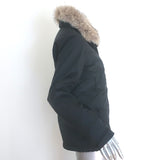 Ralph Lauren Blue Label Coyote Fur-Collar Parka Black Size Medium Zip-Up Jacket