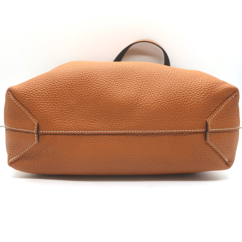 Hermes Sac Double Sens 32 Reversible Tote Black &amp; Orange Clemence Leather