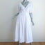 STAUD Greta Puff Sleeve Midi Dress White Stretch Cotton Size 8