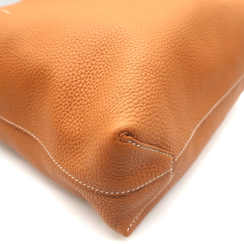 Hermes Sac Double Sens 32 Reversible Tote Black &amp; Orange Clemence Leather