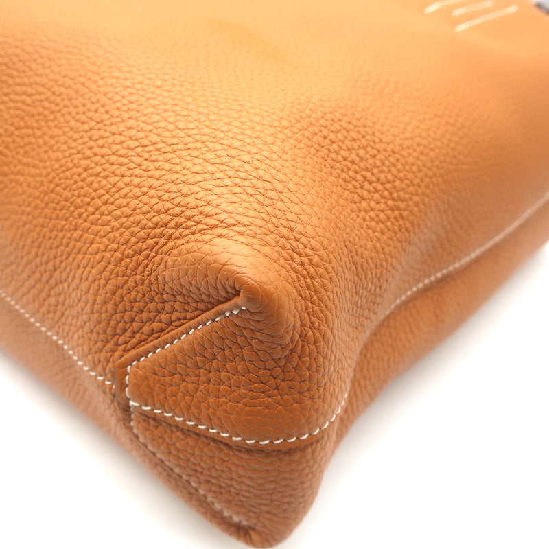 Hermes Sac Double Sens 32 Reversible Tote Black &amp; Orange Clemence Leather