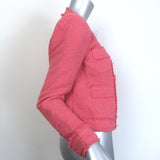 L'Agence Keaton Fringe Tweed Jacket Coral Pink Cotton-Blend Size 2
