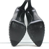 Chanel 14B CC Cap Toe Chain Platform Pumps Black Leather Size 38.5