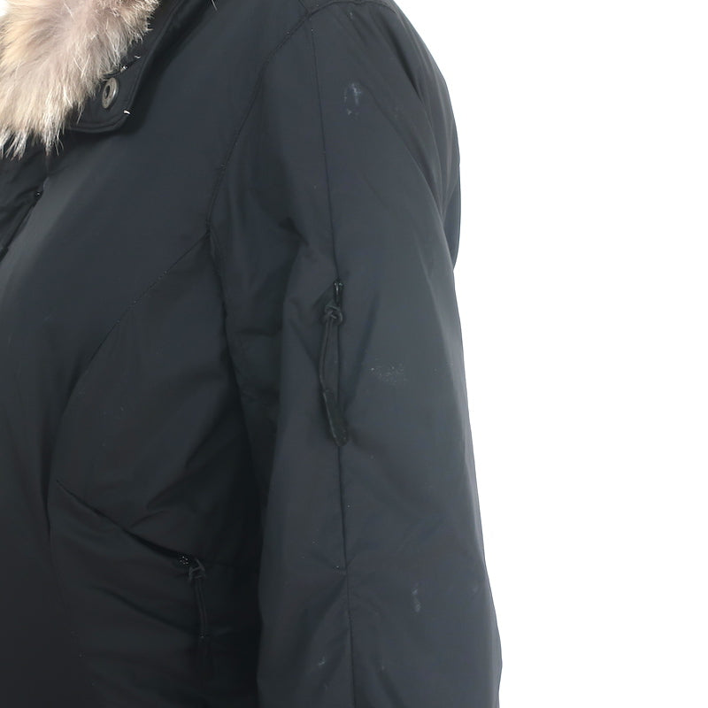 Ralph Lauren Blue Label Coyote Fur-Collar Parka Black Size Medium Zip-Up Jacket