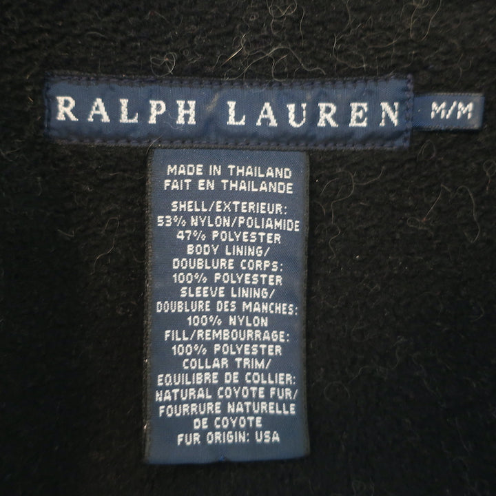 Ralph Lauren Blue Label Coyote Fur-Collar Parka Black Size Medium Zip-Up Jacket