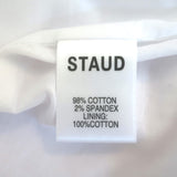 STAUD Greta Puff Sleeve Midi Dress White Stretch Cotton Size 8