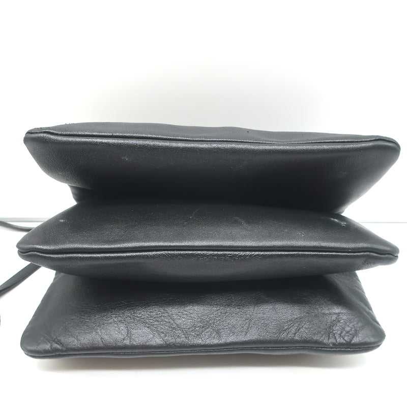 CELINE grey leather TRIO LARGE Crossbody Shoulder Bag