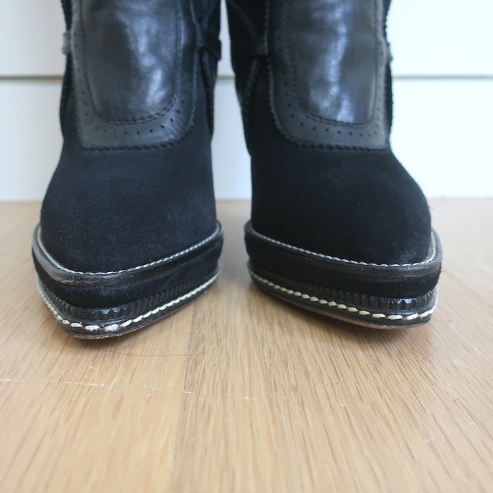 Christian Dior Intrigante Over the Knee Boots Black Suede &amp; Leather Size 39
