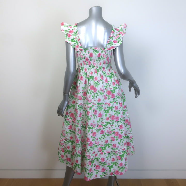 Hill House Home The Ellie Nap Dress White Floral Print Cotton Size Small