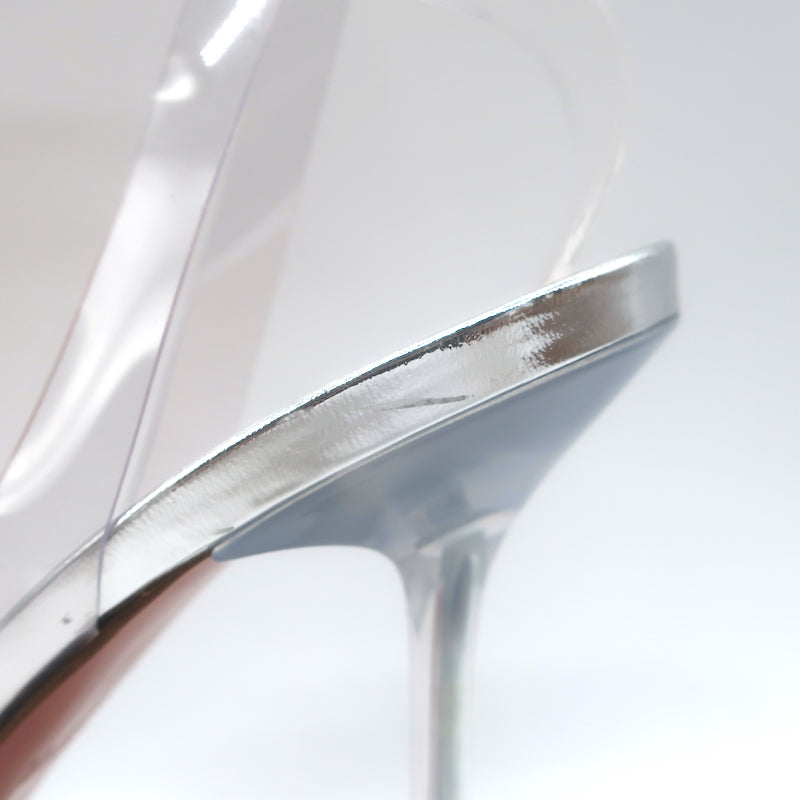 Amina Muaddi Begum Glass Crystal-Embellished Slingback Heels Silver Size 38