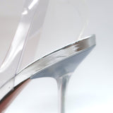 Amina Muaddi Begum Glass Crystal-Embellished Slingback Heels Silver Size 38