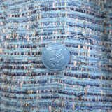 L'Agence Brooke Double Breasted Blazer Blue Tweed Size 2 Open Front Jacket