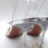 Amina Muaddi Begum Glass Crystal-Embellished Slingback Heels Silver Size 38