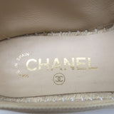 Chanel Biarritz CC Embroidered Espadrilles Beige Quilted Canvas Size 38