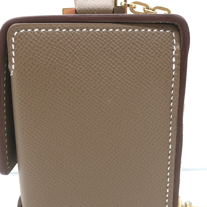 Hermes Cinhetic Boxy Top Handle Bag Etoupe Epsom Leather Chain Strap Crossbody