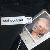 Self-Portrait Fine Lace-Trim Long Sleeve Midi Dress Black Size US 8 NEW