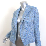 L'Agence Brooke Double Breasted Blazer Blue Tweed Size 2 Open Front Jacket