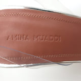 Amina Muaddi Begum Glass Crystal-Embellished Slingback Heels Silver Size 38