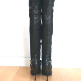 Christian Dior Intrigante Over the Knee Boots Black Suede & Leather Size 39