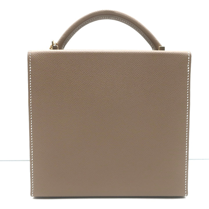 Hermes Cinhetic Boxy Top Handle Bag Etoupe Epsom Leather Chain Strap Crossbody