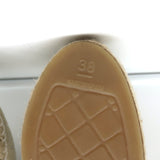 Chanel Biarritz CC Embroidered Espadrilles Beige Quilted Canvas Size 38