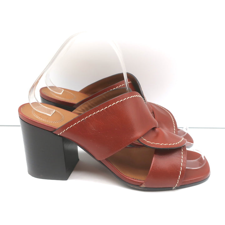 Chloe Twist Mules Candice Brown Leather Size 39 Open Toe Slide Sandals