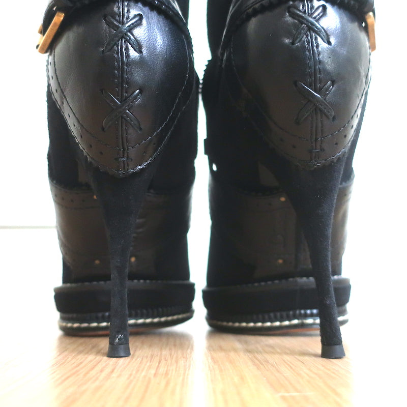 Christian Dior Intrigante Over the Knee Boots Black Suede &amp; Leather Size 39