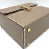 Hermes Cinhetic Boxy Top Handle Bag Etoupe Epsom Leather Chain Strap Crossbody