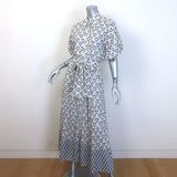 MISA Daniela Puff Sleeve Belted Maxi Dress Cream Floral Print Size Extra Small
