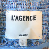 L'Agence Brooke Double Breasted Blazer Blue Tweed Size 2 Open Front Jacket