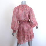MISA Almaha Blouson Mini Dress Pink Muted Paisley Print Chiffon Size Small