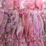 MISA Almaha Blouson Mini Dress Pink Muted Paisley Print Chiffon Size Small