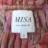 MISA Almaha Blouson Mini Dress Pink Muted Paisley Print Chiffon Size Small