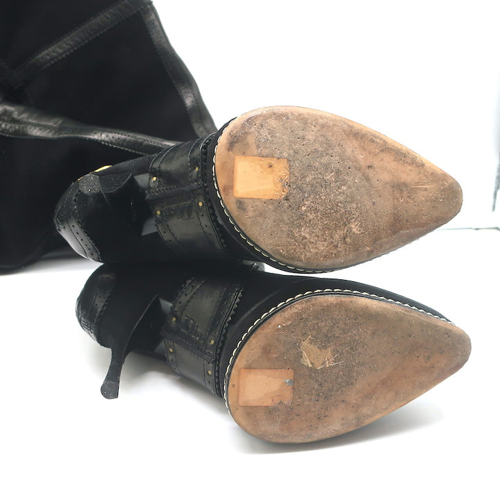 Christian Dior Intrigante Over the Knee Boots Black Suede &amp; Leather Size 39