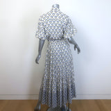 MISA Daniela Puff Sleeve Belted Maxi Dress Cream Floral Print Size Extra Small