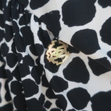 Roberto Cavalli Asymmetric Ruched Dress Black & Blue Animal Print Jersey Size 42