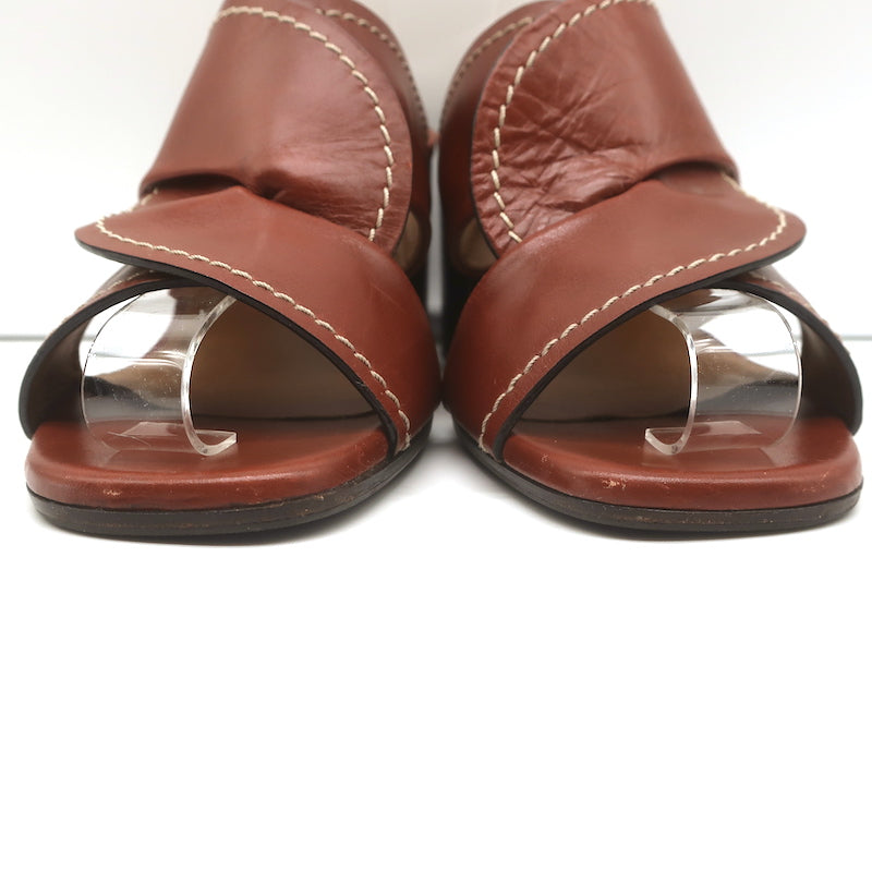 Chloe Twist Mules Candice Brown Leather Size 39 Open Toe Slide Sandals